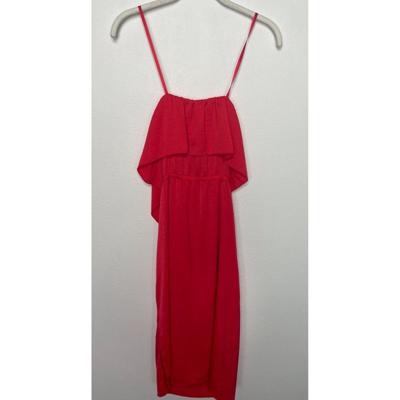 BCBGMaxazria XS Malia Strapless Dress in Red Berry Elastic Waist Ruffle NWT - Picture 6 of 15